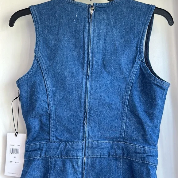 7 FOR ALL MANKIND denim flounce mini dress XS NWT - Picture 7 of 7